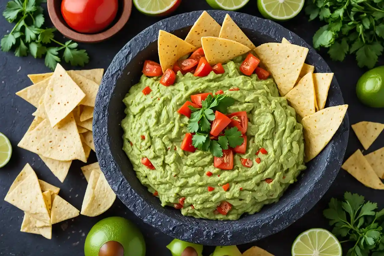 Guacamole with corn tortilla chips